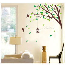 Tree Green Leaves bird wall stickers Vinyl DIY wall decals for Living room Bedroom Kids room Home decor murals